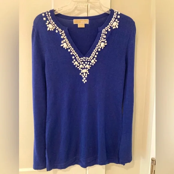 Michael Kors beaded sweater with side slits - Picture 1 of 3